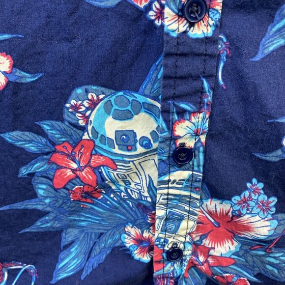 Star Wars Shirt Mens S Tropical Hawaiian Button Up Storm Trooper Empire R2 Lucas - Picture 2 of 9